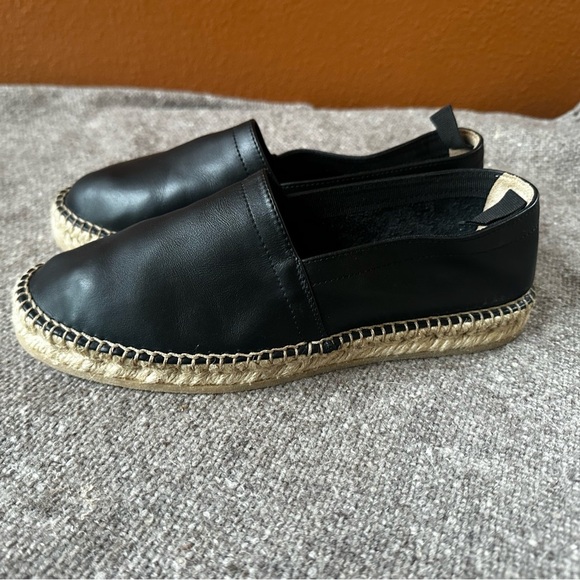 Scarosso “Lola” Black Leather Espadrille Flats Size 9 Like New! - Picture 1 of 9